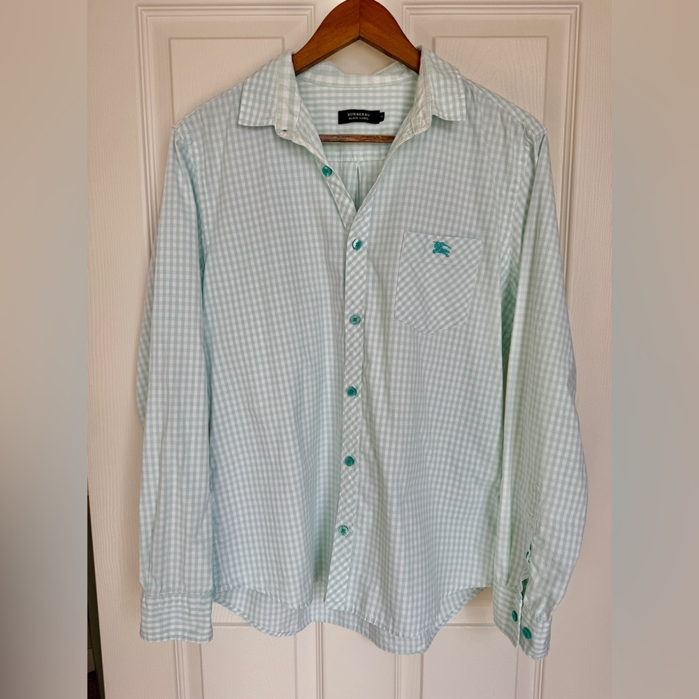 Burberry Black Label Button Down Shirt Light Green Size 3